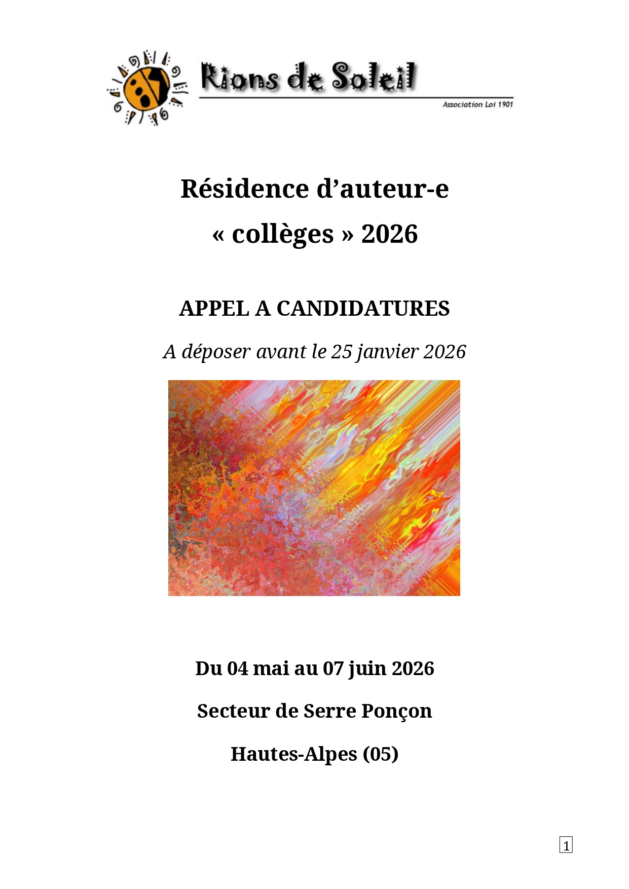 Appel candidature Resid. collèges 2026_page-0001