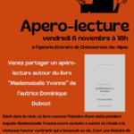 Apéro lecture - Mademoiselle Yvonne de Dominique Dubost